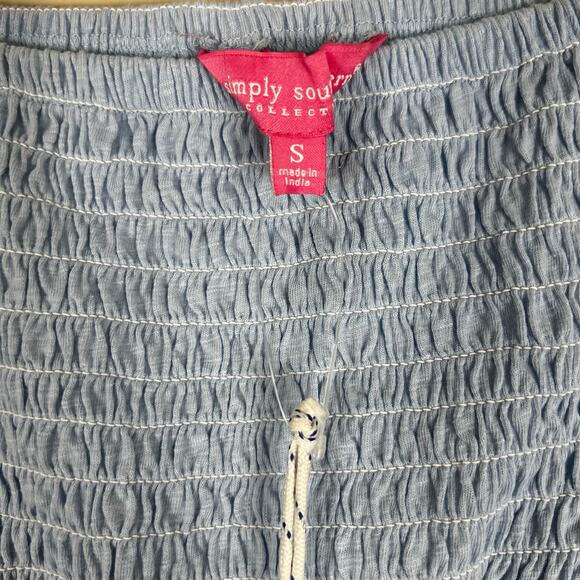 Simply Southern NWT Blue Tiered Layered Smocked Preppy Clean Girl Mini Skirt - Picture 4 of 5